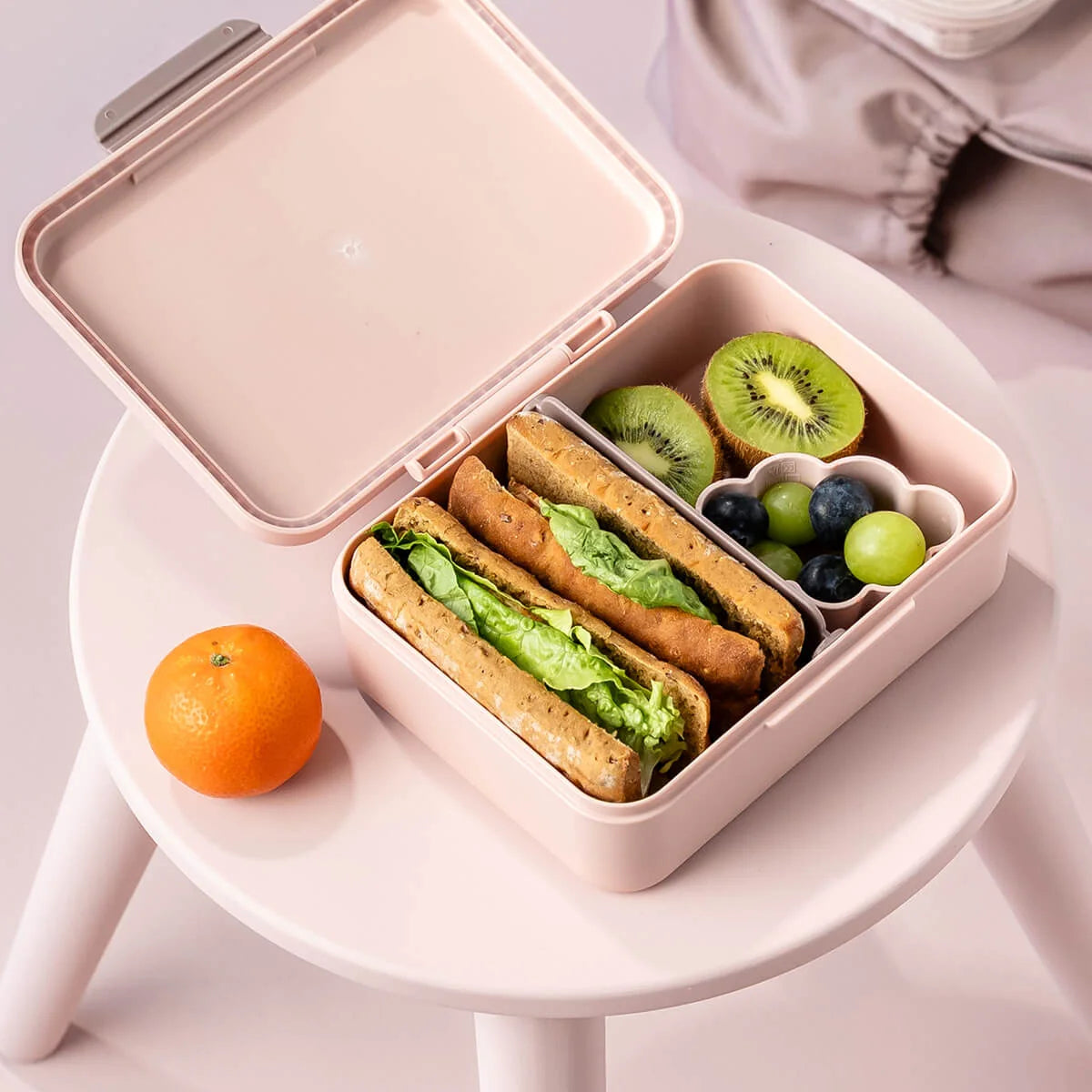 Lunch Box with divider - tiny farm - powder