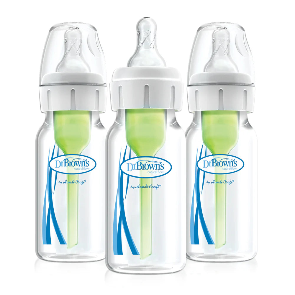 Narrow-Neck Natural Flow Anti-Colic Options + Bottle - 120ml - Level 1 Nipple - 3 Pack