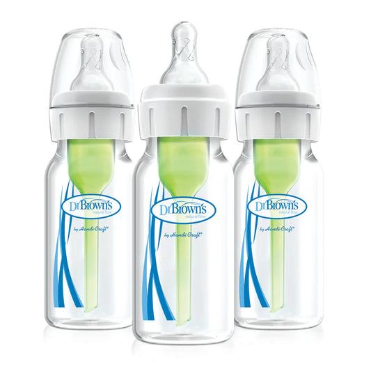 Narrow-Neck Natural Flow Anti-Colic Options + Bottle - 120ml - Level 1 Nipple - 3 Pack