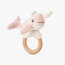 Load image into Gallery viewer, Plush Narwhal Wooden Ring Rattle
