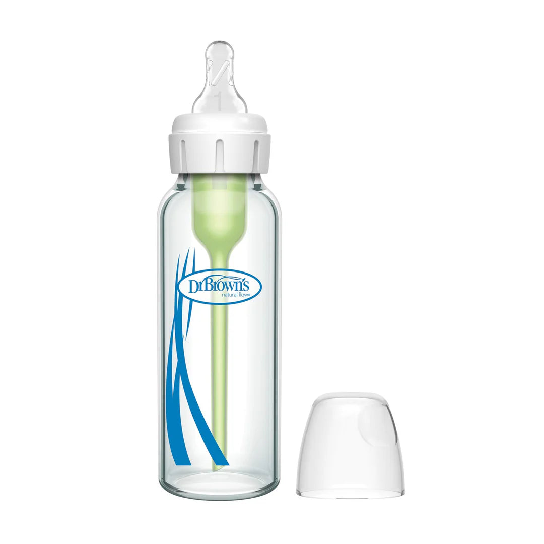 GLASS Narrow-Neck Options+ Bottle - 250ml - Level 1 Nipple