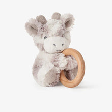 Load image into Gallery viewer, Plush Giraffe Wooden Ring Rattle
