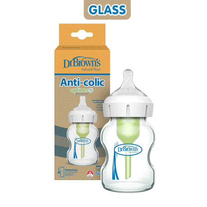 GLASS Wide-Neck Options+ Bottle - 150ml - Level 1 Nipple