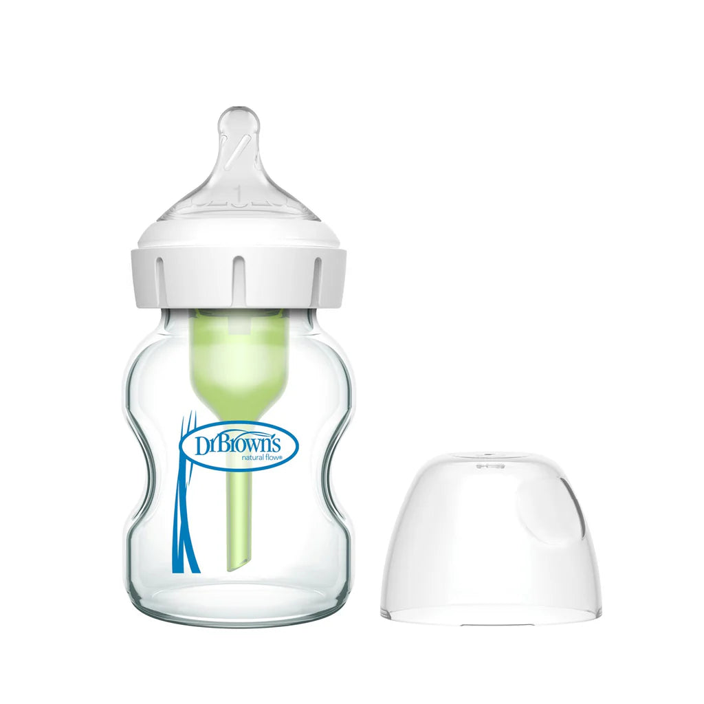 GLASS Wide-Neck Options+ Bottle - 150ml - Level 1 Nipple