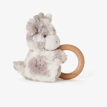 Load image into Gallery viewer, Plush Giraffe Wooden Ring Rattle
