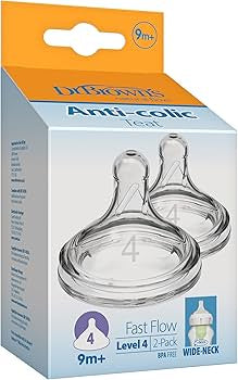 Level 4 - Wide Neck Nipple - 9m+ (2 Pack)