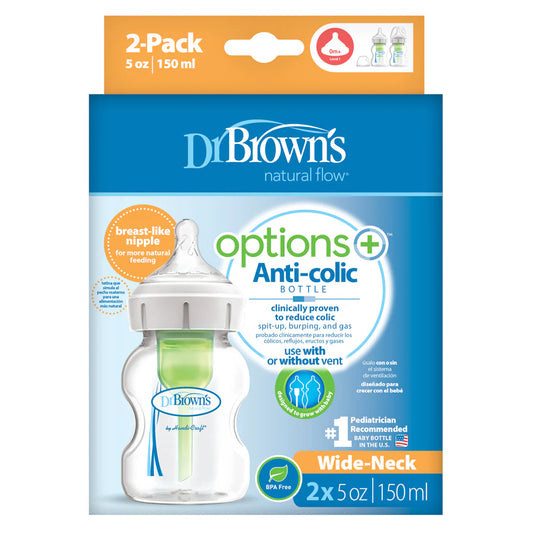 Wide-Neck Options+ Bottle - 150ml - Level 1 Nipple - Double Pack