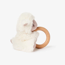 Load image into Gallery viewer, Plush Lamb Wooden Ring Rattle
