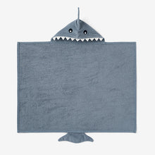 Load image into Gallery viewer, Slate Baby Shark Hooded Bath Wrap
