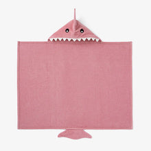 Load image into Gallery viewer, Mauve Baby Shark Hooded Bath Wrap
