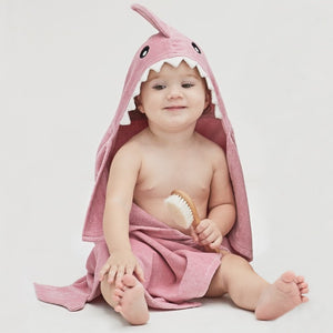 Mauve Baby Shark Hooded Bath Wrap