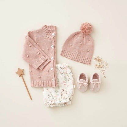 Pink Popcorn Knit Baby Cardigan