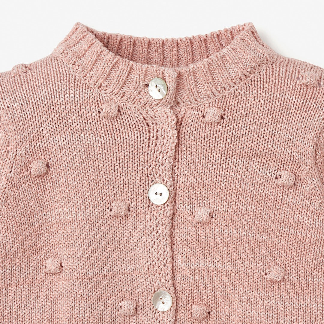 Pink Popcorn Knit Baby Cardigan