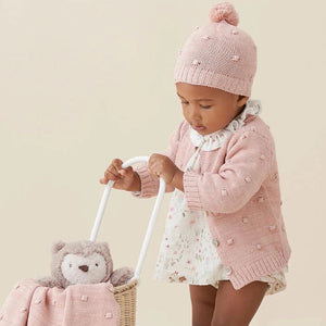 Pink Popcorn Knit Baby Cardigan