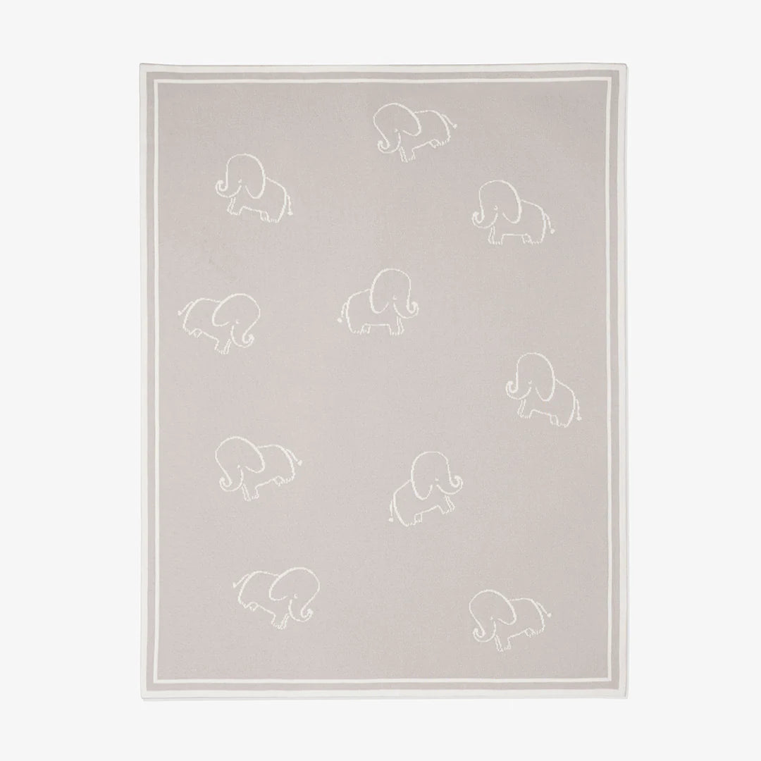 Elephant Jacquard Print Cotton Knit Blanket