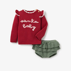 Santa Baby Ruffle Sleeve Sweater & Bloomer Set