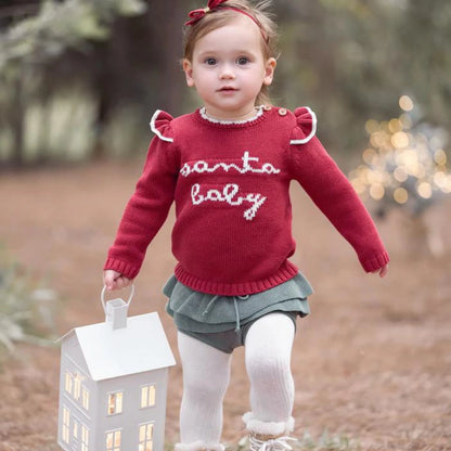 Santa Baby Ruffle Sleeve Sweater & Bloomer Set