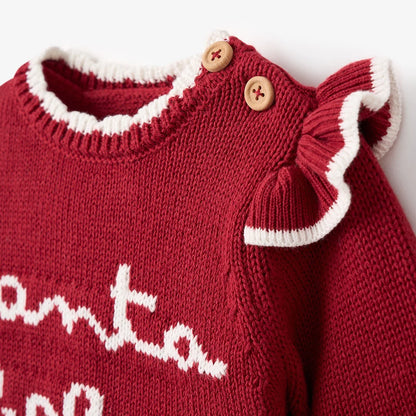 Santa Baby Ruffle Sleeve Sweater & Bloomer Set