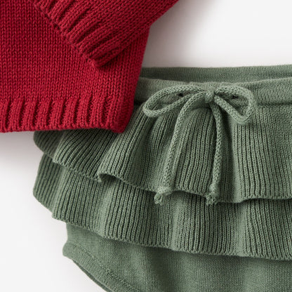 Santa Baby Ruffle Sleeve Sweater & Bloomer Set