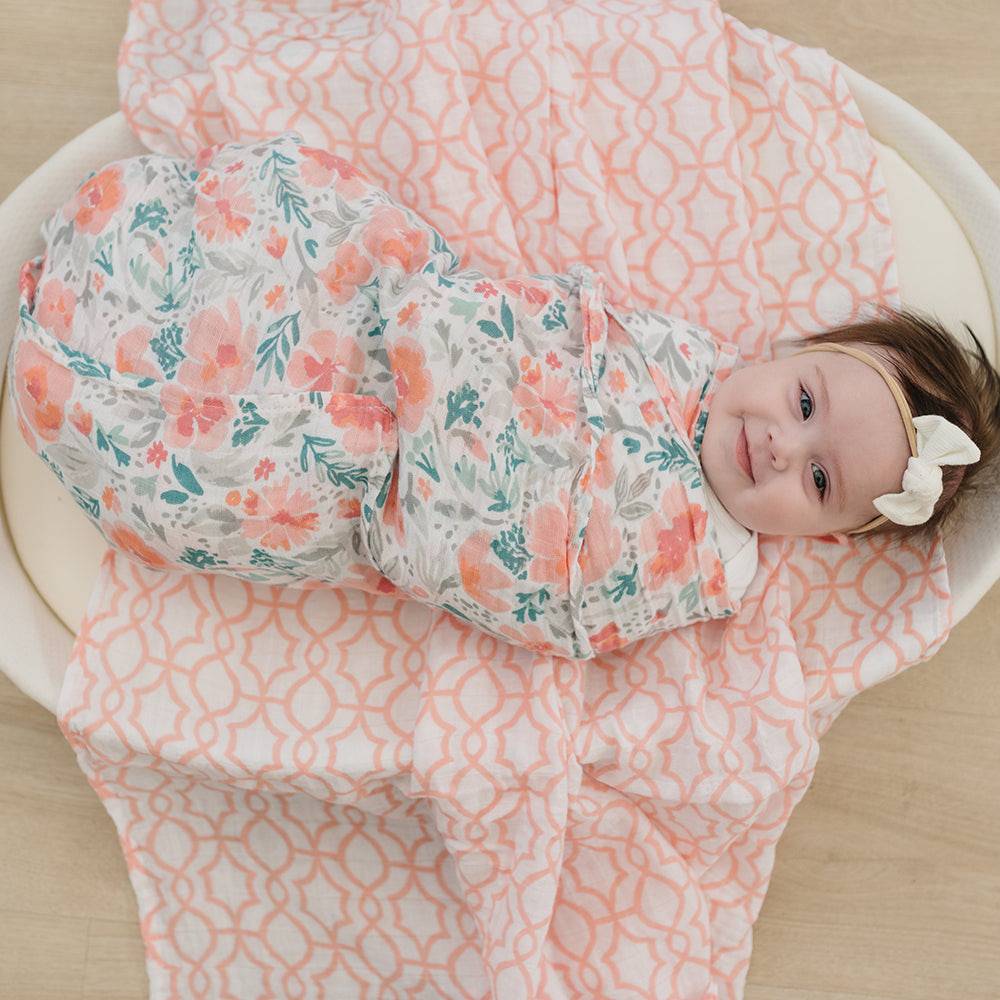 Muslin Swaddle Blanket Set - Floret + Trellis