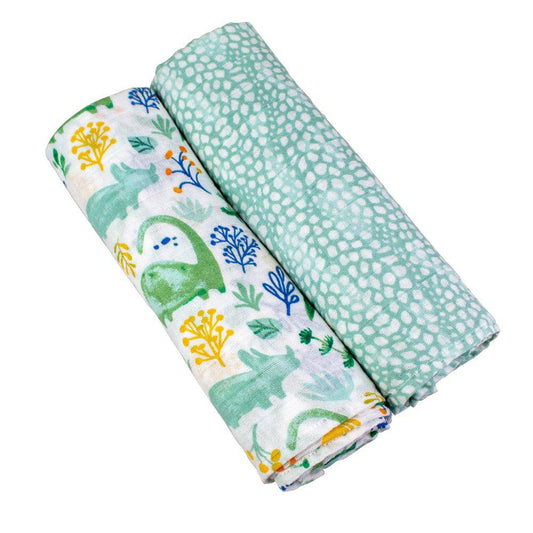 Muslin Swaddle Blanket Set Premium Cotton - Dino Roar + Upscale