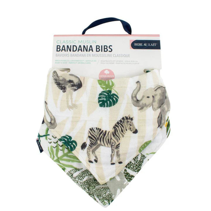 Jungle + Rainforest Classic Muslin Bandana Bib Set