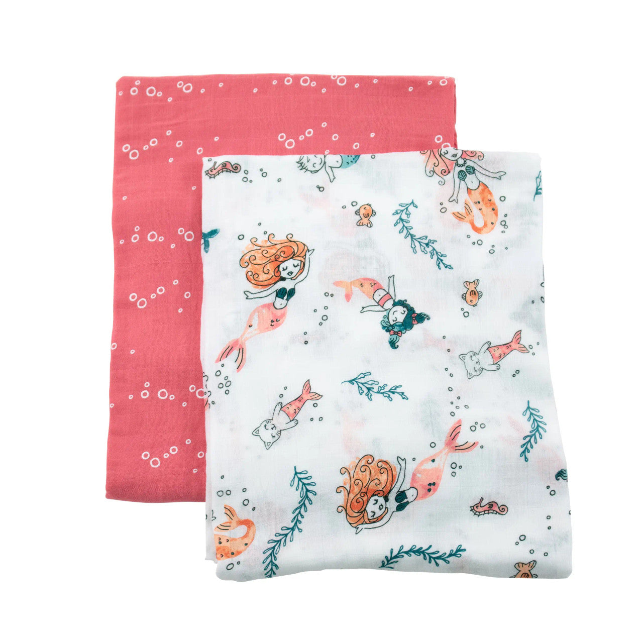 Muslin Swaddle Blanket Set Oh So Soft Mermaid + Bubbles