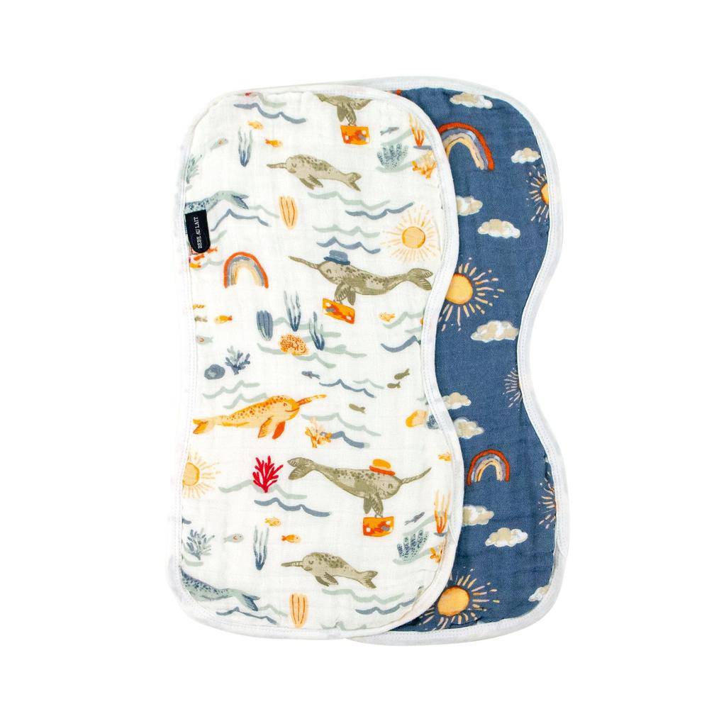 Narwhal + Hello Sunshine Muslin Burp Cloths