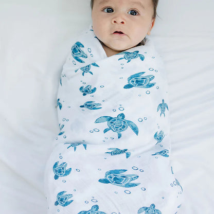 Muslin Swaddle Blanket Set Oh So Soft Surf + Sea Turtles