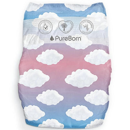 Organic Diapers Size 1 - Newborn up to 5kg - 34 Diapers - Leopard Print
