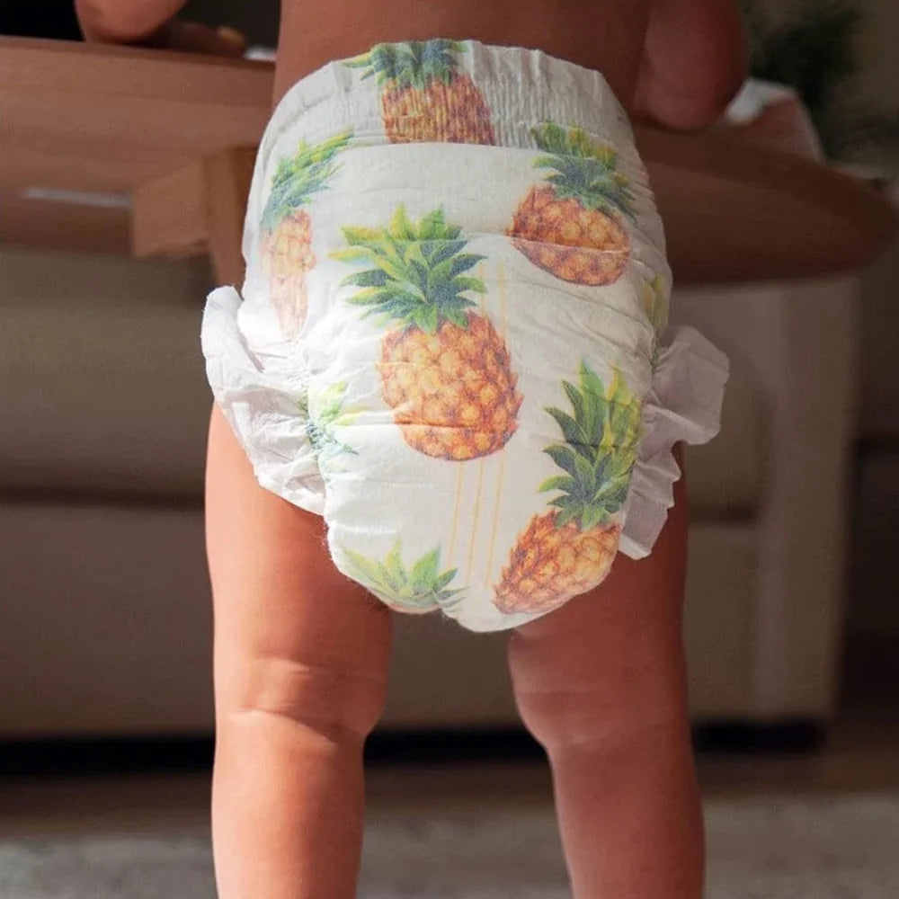 Organic Diapers Size 2 - 3-6kg - 32 Diapers - Tropical Print