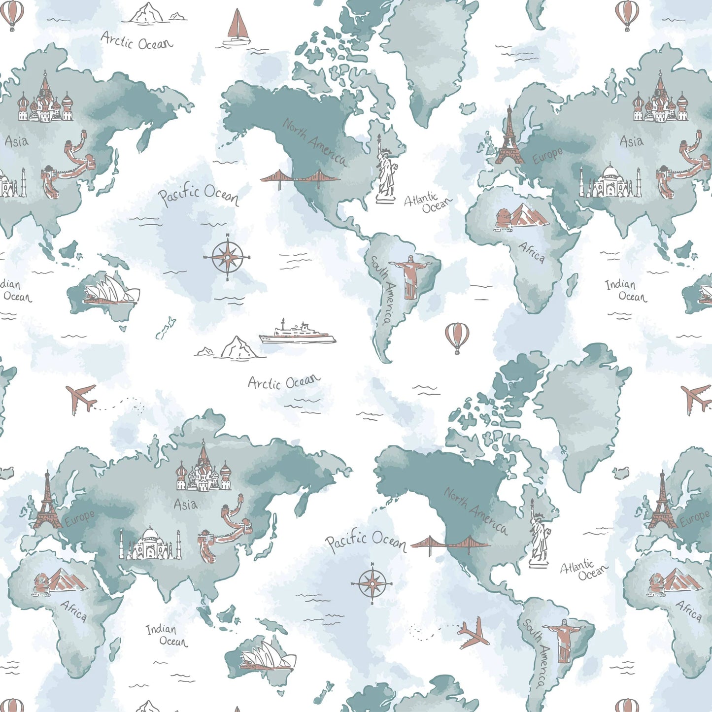 World Map Oh So Soft Muslin Crib Sheet