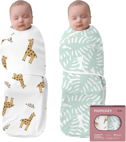 Swaddle Wraps-  0-3M, 2-Pack - Giraffe & Leaf