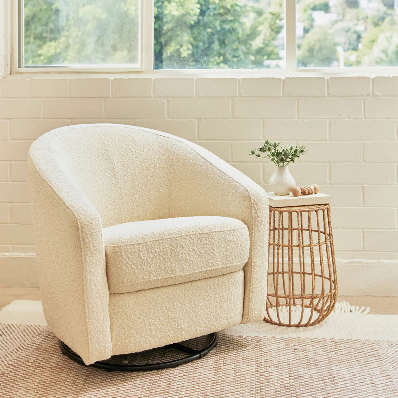 Pre-Order Madison Swivel Glider in Boucle - Ivory Boucle