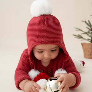 Sofia & Finn Holiday Red Pom Pom Baby Hat