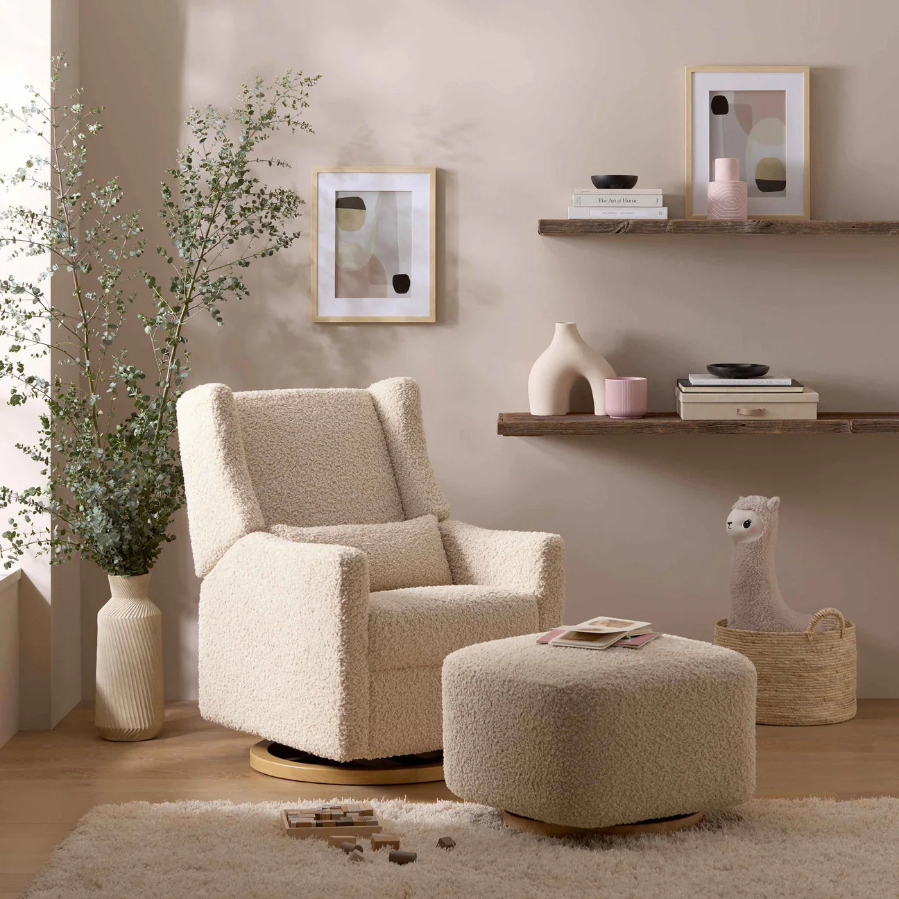 Pre-Order Kiwi Gliding Ottoman in Teddy Loop