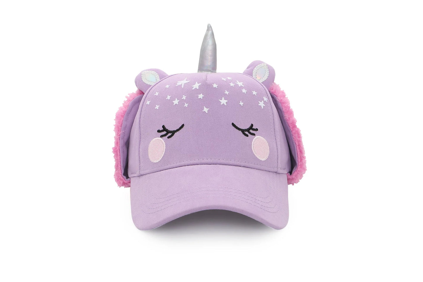 Kids 3D Winter Cap with Ear Flaps - Unicorn (2-4y)