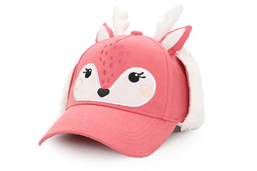 Kids 3D Winter Cap with Ear Flaps - Deer (4-6y+)