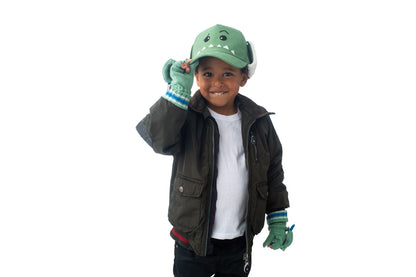 Kids 3D Winter Cap with Ear Flaps - Dino (4-6y+)