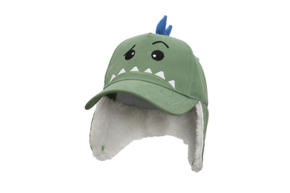 Kids 3D Winter Cap with Ear Flaps - Dino (4-6y+)