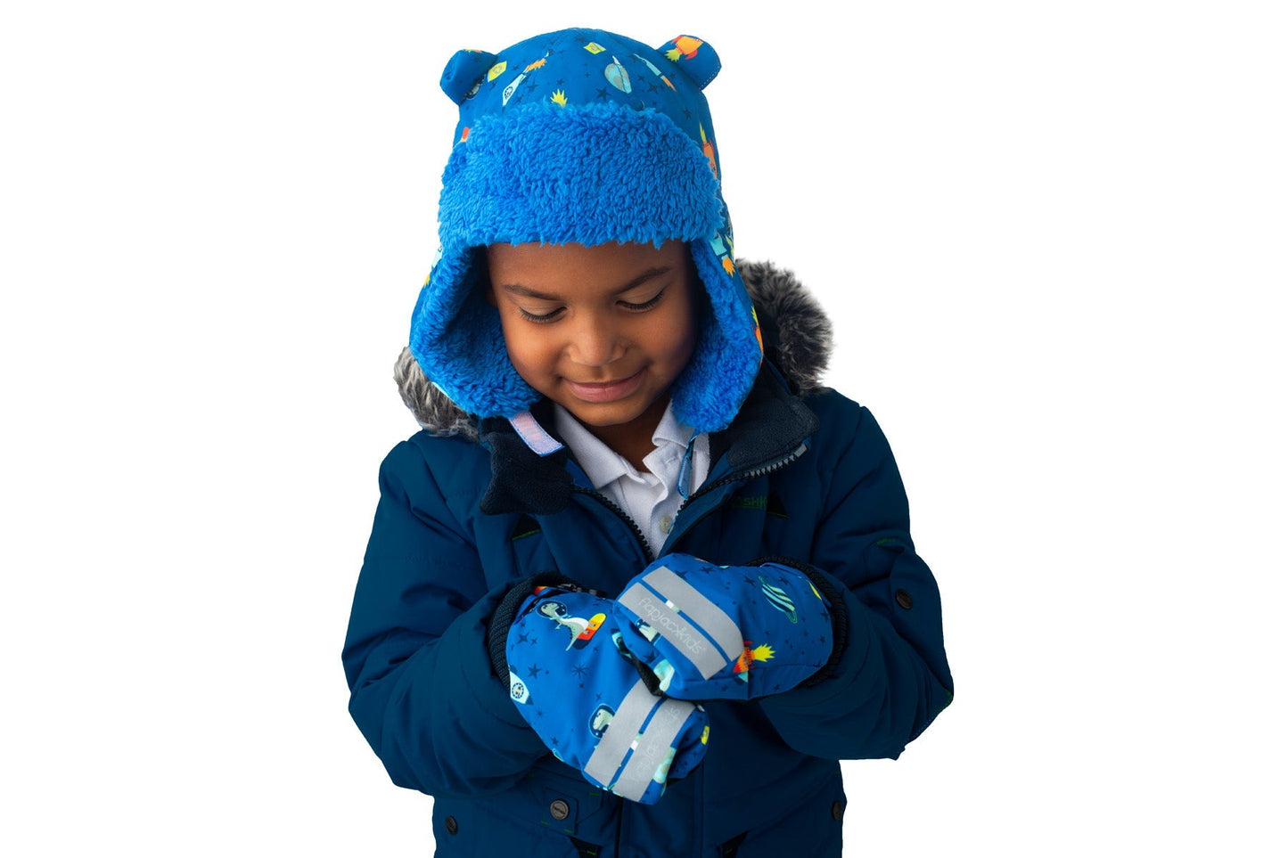 Kids & Baby Water Repellent Trapper Hat - Dino (2-4y)