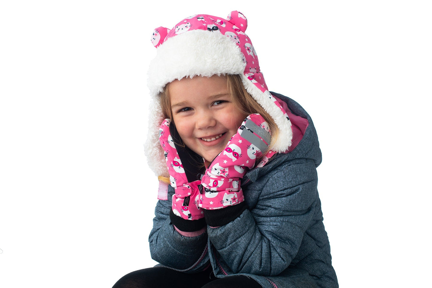 Kids & Baby Water Repellent Trapper Hat - Cat (6m-2y)