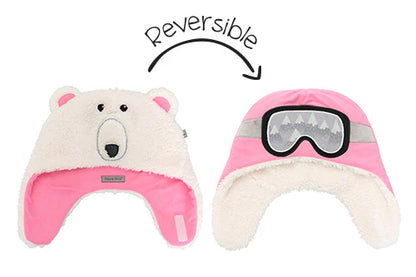 Kids & Baby Reversible Sherpa Hat - Polar Bear & Ski Goggles (6m-2y)