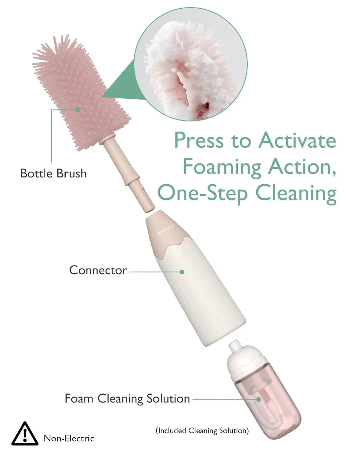 Bottle Brush Kit, Innovative Push-Press Design