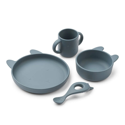 Vivi Silicone Tableware - Rabbit whale blue