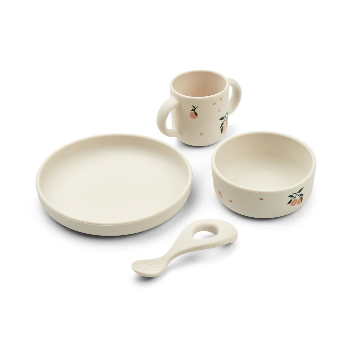 Vivi Silicone Tableware Set - Peach / Seashell Mix