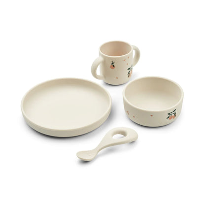 Vivi Silicone Tableware Set - Peach / Seashell Mix