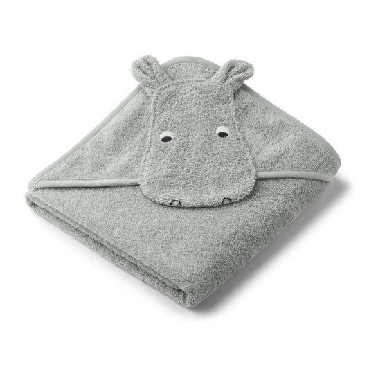 Albert Hooded Towel - Hippo Dove Blue