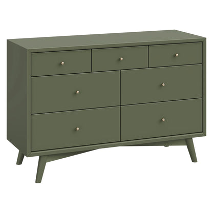 Pre-Order Palma 7-Drawer Assembled Double Dresser - Olive