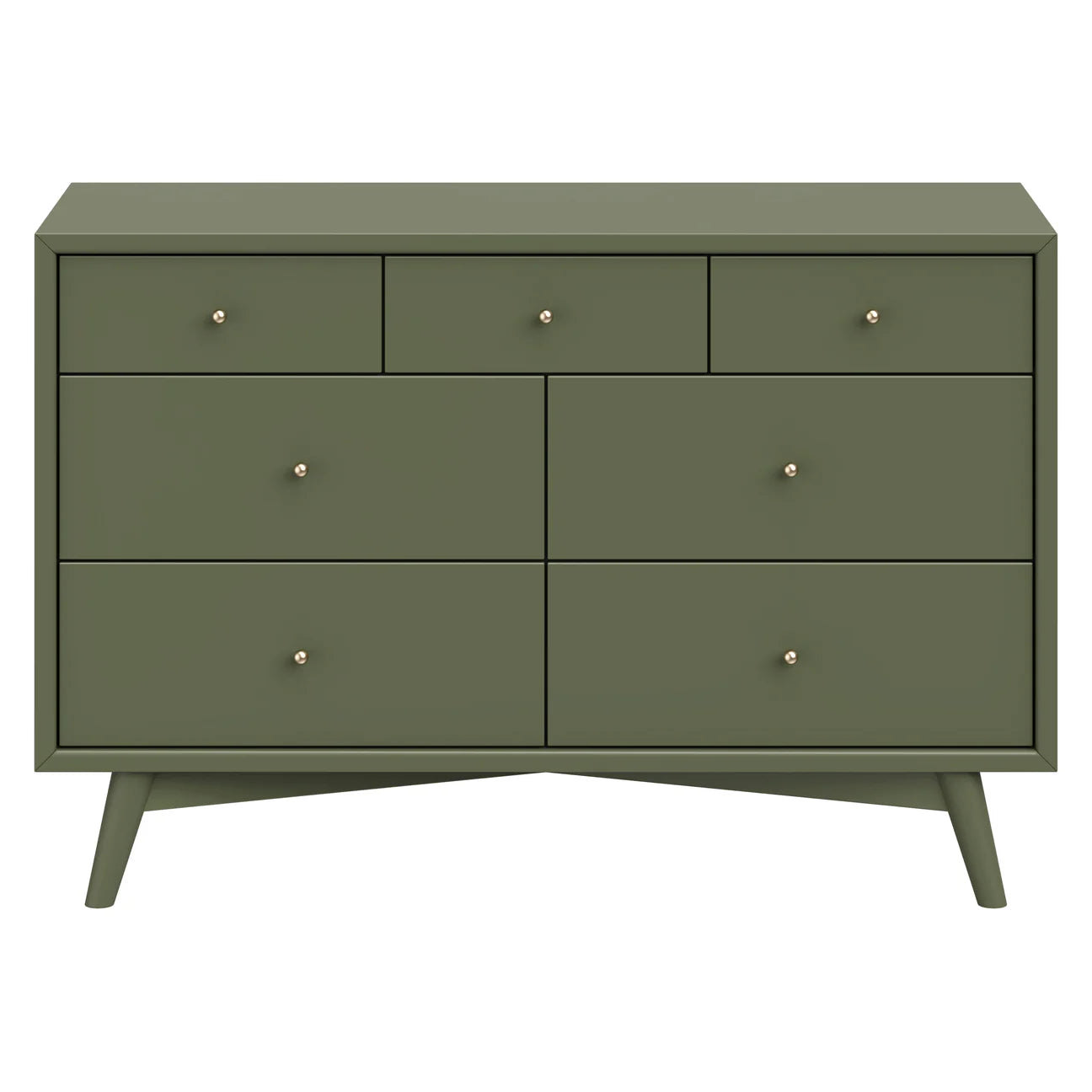 Pre-Order Palma 7-Drawer Assembled Double Dresser - Olive